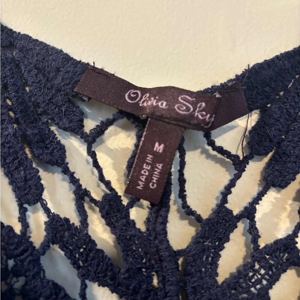 Olivia Sky Navy Crochet Tank Top - Picture 2 of 3